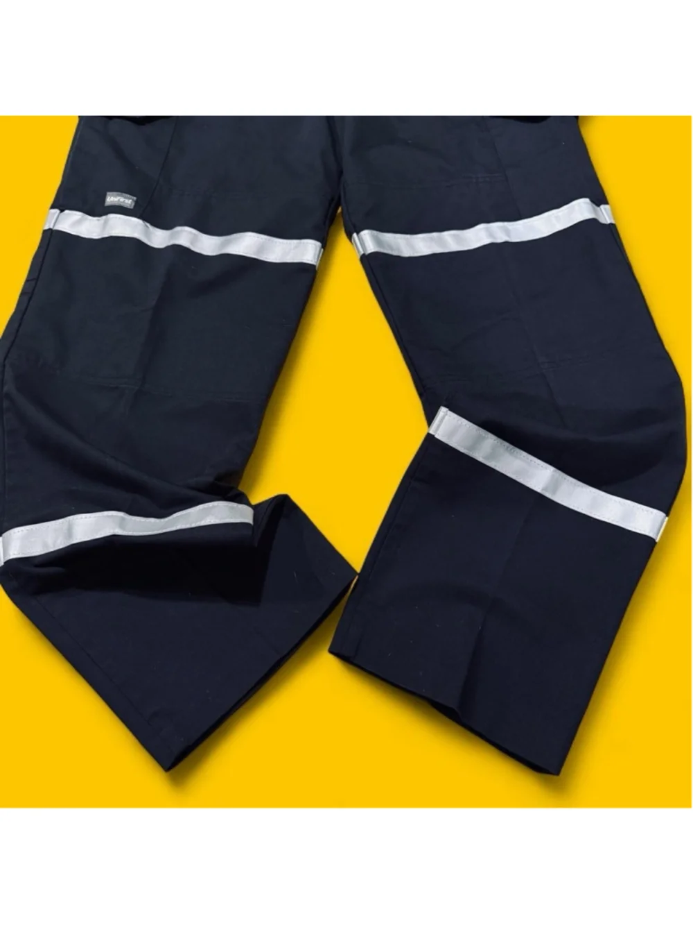SofTwill UniFirst Work Pants Men 32x32 Black Reflective Hi Vis Safety Cargo EUC